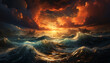 Sunset over the tranquil sea, a picturesque landscape of beauty generated by AI