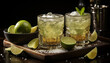 Refreshing mojito cocktail with lime, tequila, and mint leaf generated by AI