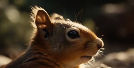 Poster - Cute fluffy rabbit sitting in grass, looking at camera outdoors   generated by AI