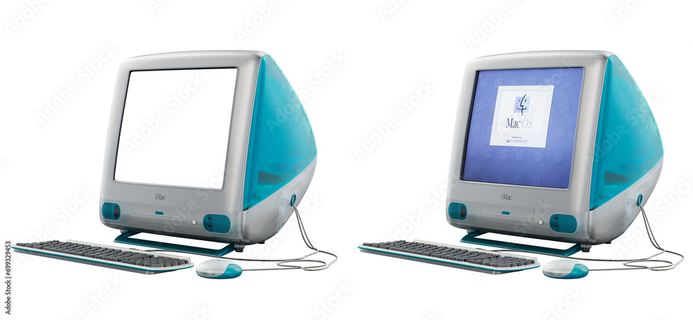 Apple iMac G3 retro Macintosh with Keyboard and Mouse