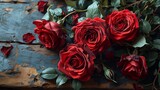 Fototapeta Na ścianę - Close-up photo of red roses