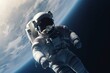 Astronaut orbiting Earth in 3D. Realistic science fiction artwork provided by NASA. Generative AI