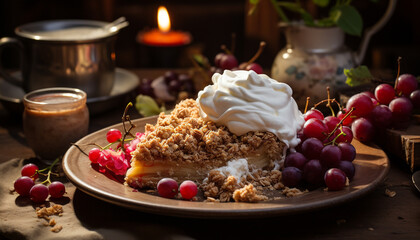 Wall Mural - Homemade gourmet dessert sweet pie with fresh berry generated by AI