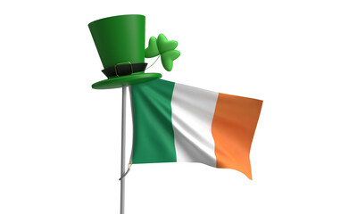 Wall Mural - hat leaf plant flower green color ireland flag irish person people human 17 seventeen march st.patrick day saint patrick day celtic leprechaun greeting holiday lucky rich money wealth healthy beer 