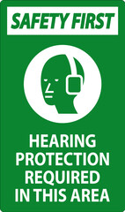 Wall Mural - Safety First Sign Hearing Protection Required In This Area