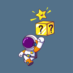 Wall Mural - happy Astronaut playing classic game. Science Technology Icon Concept