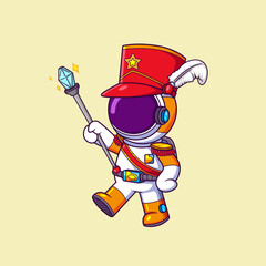 Wall Mural - Cute Astronaut wearing marching band leader costume