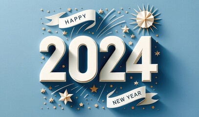 Wall Mural - Happy New Year 2014 Paper Style Text  Design Background.