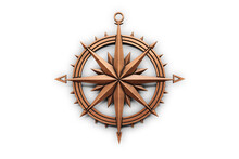 Vintage Wooden Compass Rose | Isolated On Transparent & White Background | PNG File With Transparency