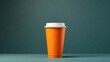 closeup empty take away cup drink mockup with minimalist vibrant orange colored with dark background created with generative ai