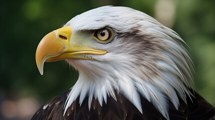 Wall Mural - portrait of a bald eagle. Eagle Close Up Portrait. sea eagle looking straight camera. AI Generative