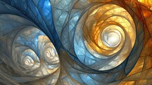 Abstract Fractal Tunnel, Translucent Membrane, Stain Glass Background