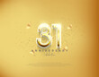 31st anniversary number. Luxury gold background vector. Premium vector for poster, banner, celebration greeting.