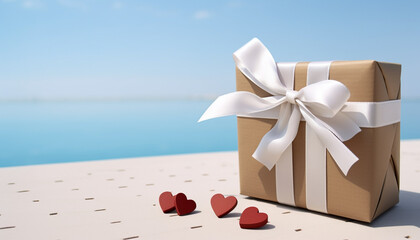 Canvas Print - Love wrapped in a blue gift box generated by AI