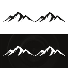 Mountain Peak Summit Logo Design. Outdoor Hiking Adventure Icon Set. Alpine Wilderness Travel Symbol. Vector Illustration.
