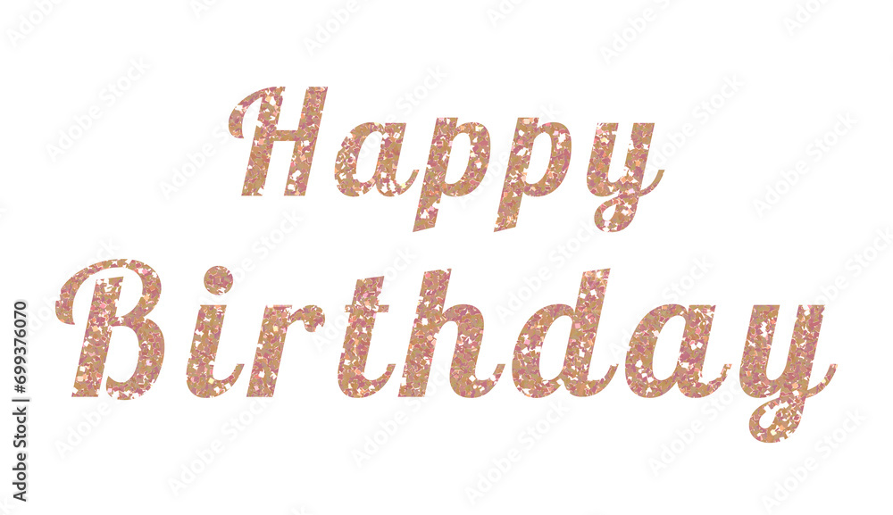 Soft pink glitter text of Happy Birthday on the transparent background ...