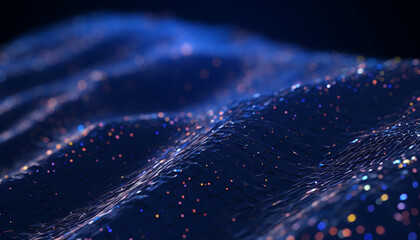 Glowing blue backdrop with vibrant colors and blurred motion generated by AI