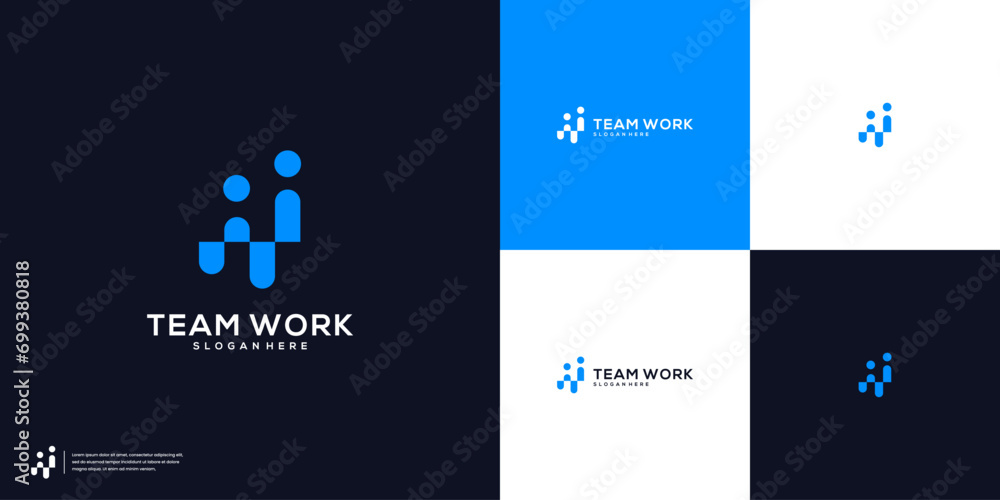 Team work community people logo design template Stock Vector | Adobe Stock