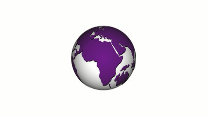 3d rotated planet earth on white background.