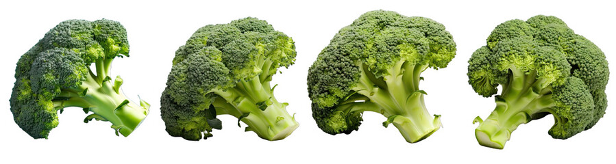 Wall Mural - Collection of PNG. Broccoli isolated on a transparent background.