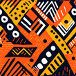© Margarita Ratatosk - Abstract geometric seamless pattern. Ethnic background, aztec or african traditional style. Black history month. Design for print textile, wallpaper, paper, card, banner, backdrop