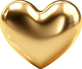 Poster - Golden heart isolated on transparent background. PNG