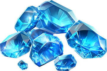 Poster - Blue diamonds isolated on transparent background. PNG