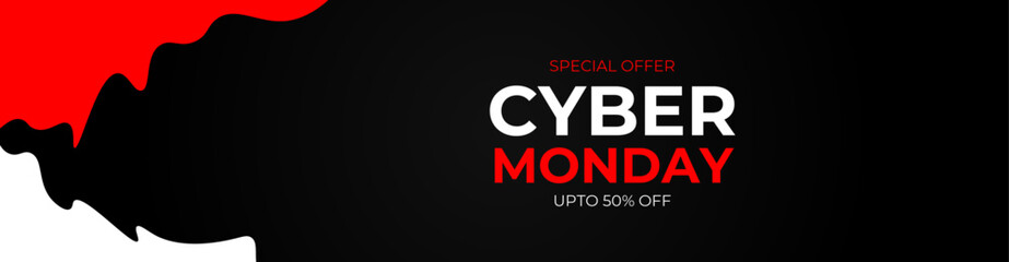 Cyber Monday vector design template. Trendy concept of sale banner for online shopping. Promo text on lines distortion background. Suit for Banner, cover, flyer, website, backdrop. vector illustration