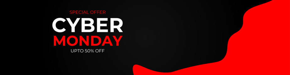 Cyber Monday vector design template. Trendy concept of sale banner for online shopping. Promo text on lines distortion background. Suit for Banner, cover, flyer, website, backdrop. vector illustration