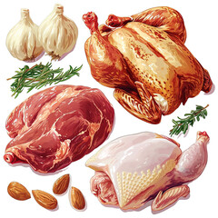 Sticker - Set Chicken Raw Meat and Chicken