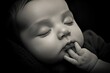 newborn sleeping. portrait a baby close-up sleeping isolated on black background. maternity hospital continuation of the family lifestyle concept. newborn baby sleeping face cute portrait