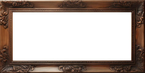 Sticker - Wooden photo frame isolated on transparent background. PNG