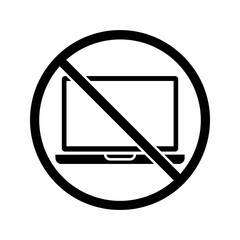 no laptop sign, laptop free area icon vector