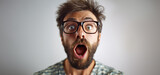 Fototapeta  - Men are shocked, happy, and surprised. Image generated by AI. Beautiful background image