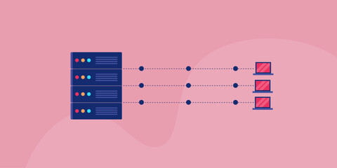 Wall Mural - shared server web hosting information technology connection network concept, vector illustration web