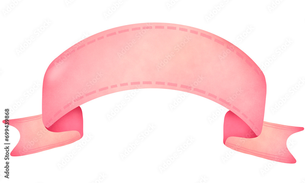 Pink Ribbon Text Box Watercolor hand-drawn illustration showcasing a pink ribbon banner text ...