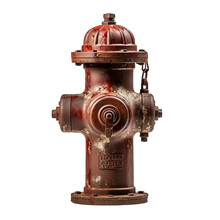 Old And Rusty Red Fire Hydrant Isolated On A White Background