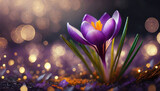 Fototapeta Kwiaty - Piękne krokusy, wiosenne kwiaty, tapeta generative ai