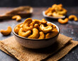 masala kaju or spicy cashew in a bowl. popular festival snack from india/asia, also known as chakna recipe