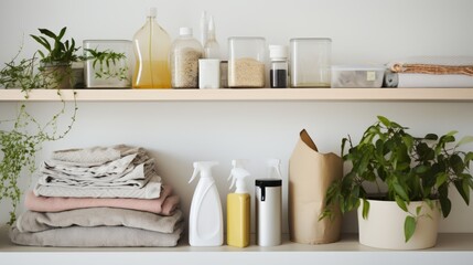 home storage area organize management home interior design pantry shelf and storage for store food and stuff in kitchen home design concept