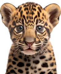 Wall Mural - Baby leopard isolated on transparent background. PNG