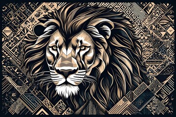 lion head vector generated by AI technology