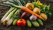 © Your Hand Please - farm-fresh vegetables on rich soil backdrop, evoking organic, natural bounty