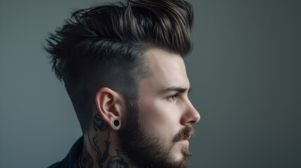 Close-up of Undercut Hairstyle, young attractive model