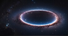 A Cosmic Halo Of Stars Surrounding A Distant Elliptical Galaxy, Creating A Celestial Ring Of Light In The Inky Depths Of Space. Hyper-realistic, Lifelike, Ultra-detailed, Wide-angle  -Generative Ai