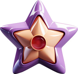 Sticker - 3d style purple star isolated on transparent background