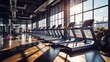 © Zainab - A photo of a interior of a modern fitness center gym club with a workout room with treadmills on a sunny day in the morning