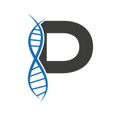 Wall Mural - DNA Logo On Letter P Vector Template For Healthcare Sign