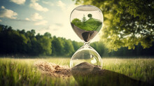 An Hourglass With A Growing Plant Signifies The Inexorable Passage Of Time, Emphasizing Its Consuming Nature