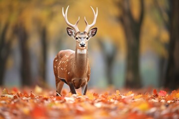 Wall Mural - bushbuck with bright autumn leaves backdrop